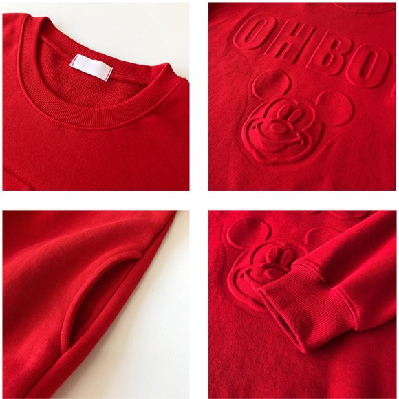 Stereo Mickey Print Red Sweatshirt - Picture 1 of 7